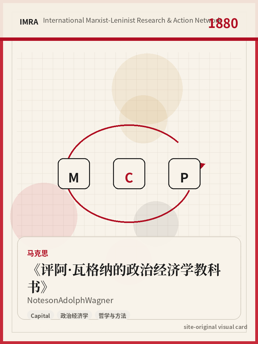 评阿·瓦格纳的政治经济学教科书 站内资料视觉卡，包含作者、年份和主题意象。 / Notes on Adolph Wagner site-generated reference visual card with author, year, and thematic imagery.